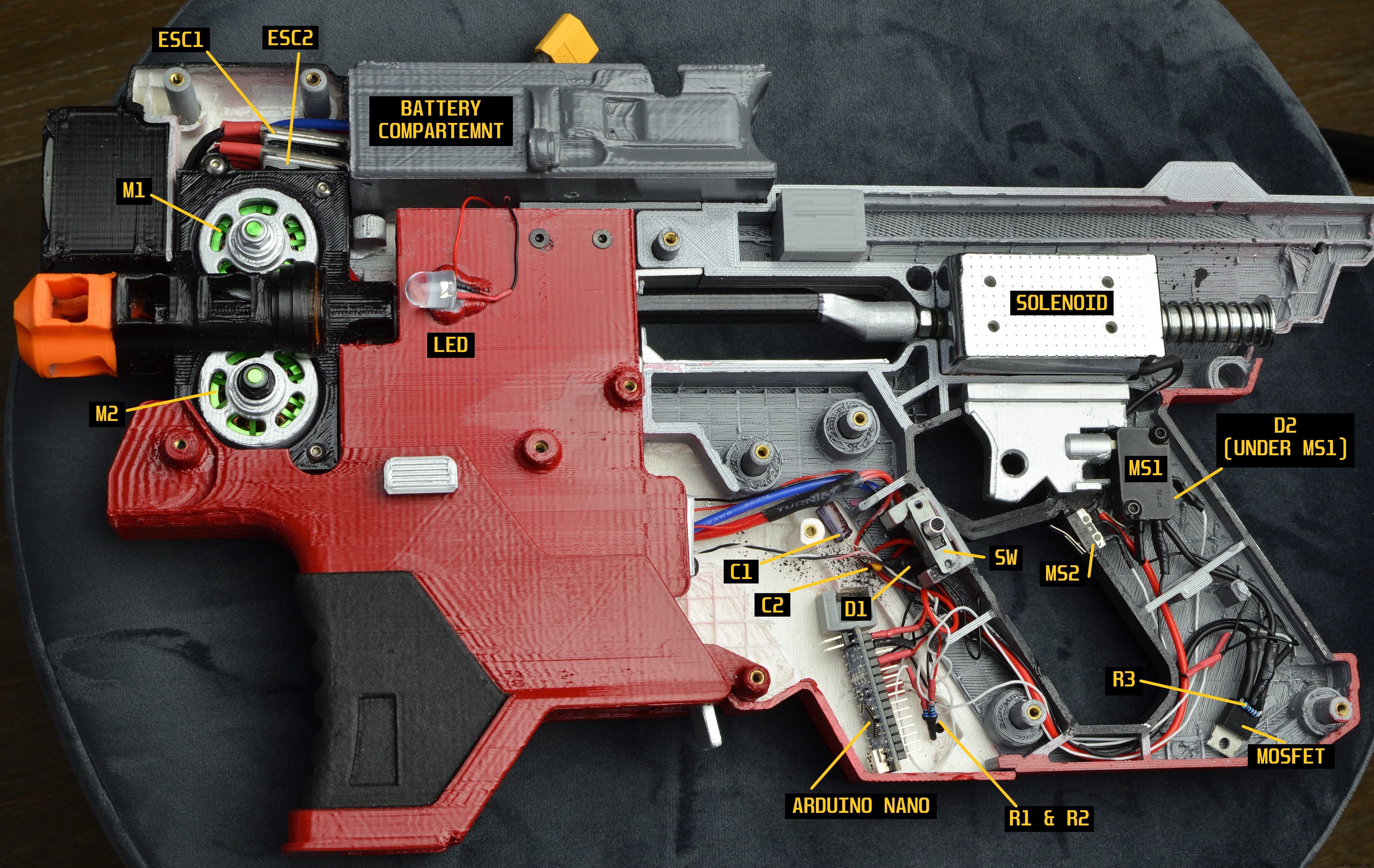 Fully Automated 3D‑Printed Brushless Nerf Blaster Powered by Arduino