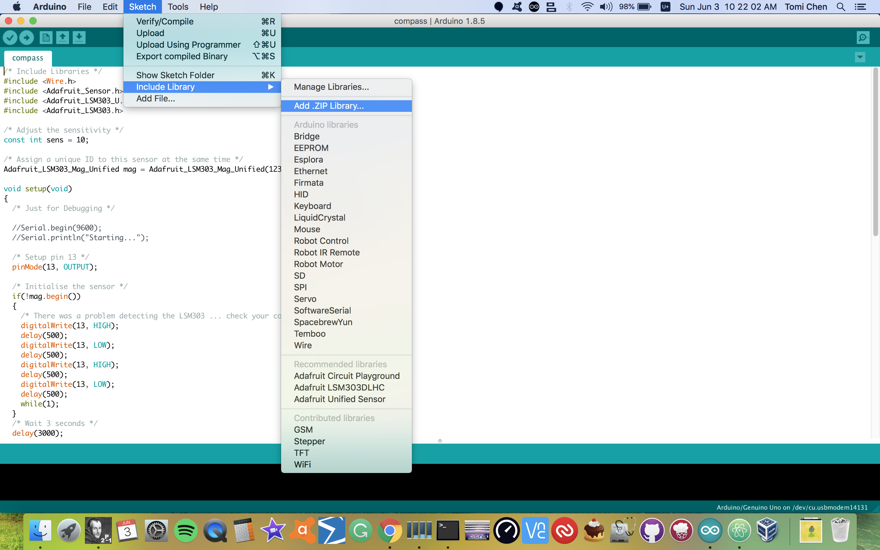 DIY Backpack Alarm System with Arduino and LSM303 Compass