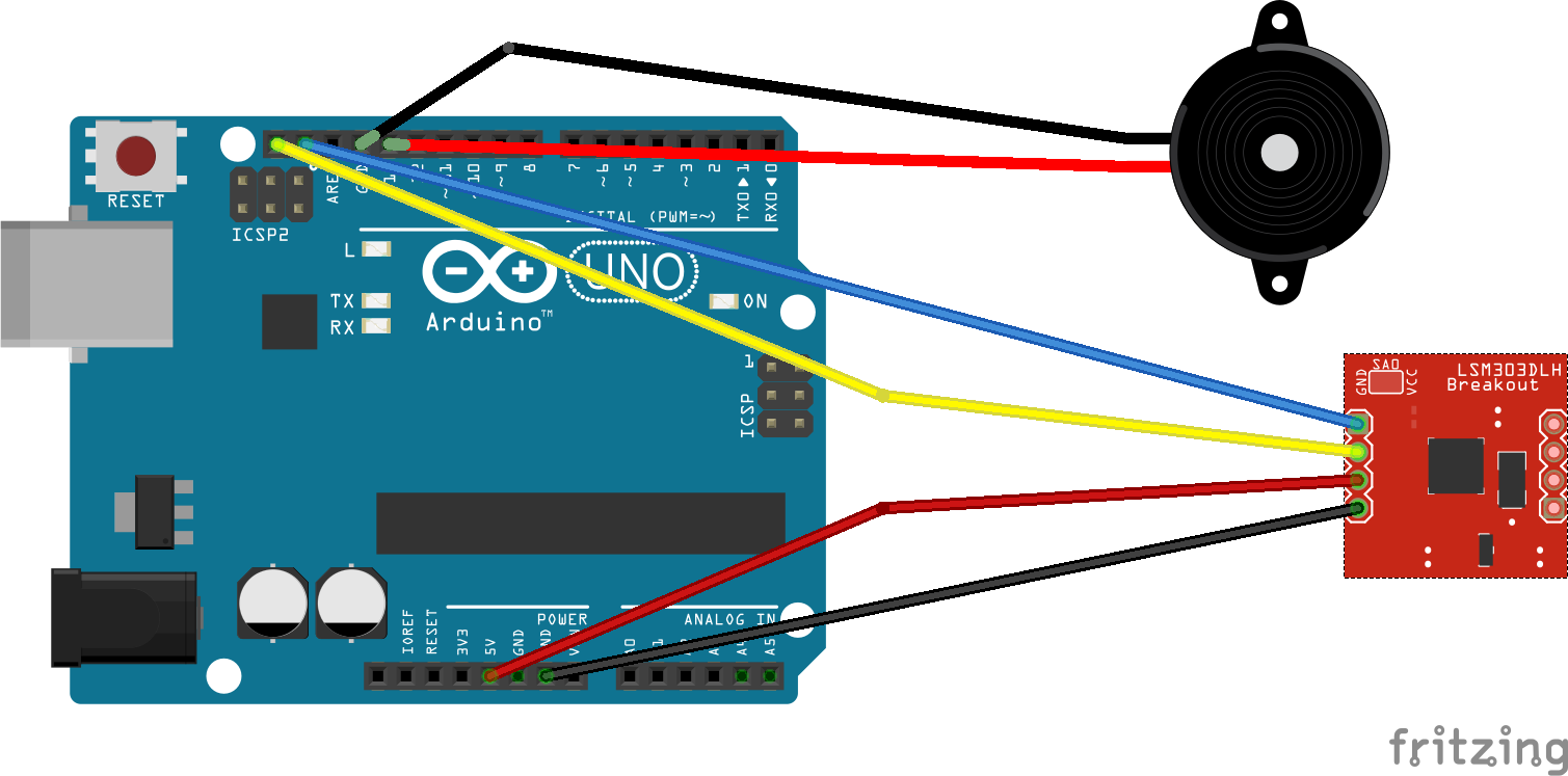 DIY Backpack Alarm System with Arduino and LSM303 Compass