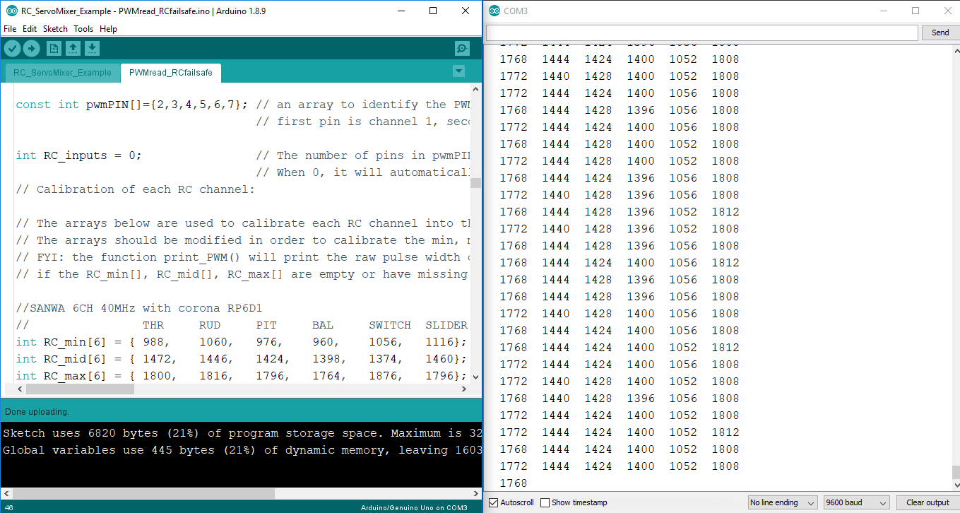 Efficient Arduino PWM Reader & RC Receiver Decoder with Built‑In Fail‑Safe