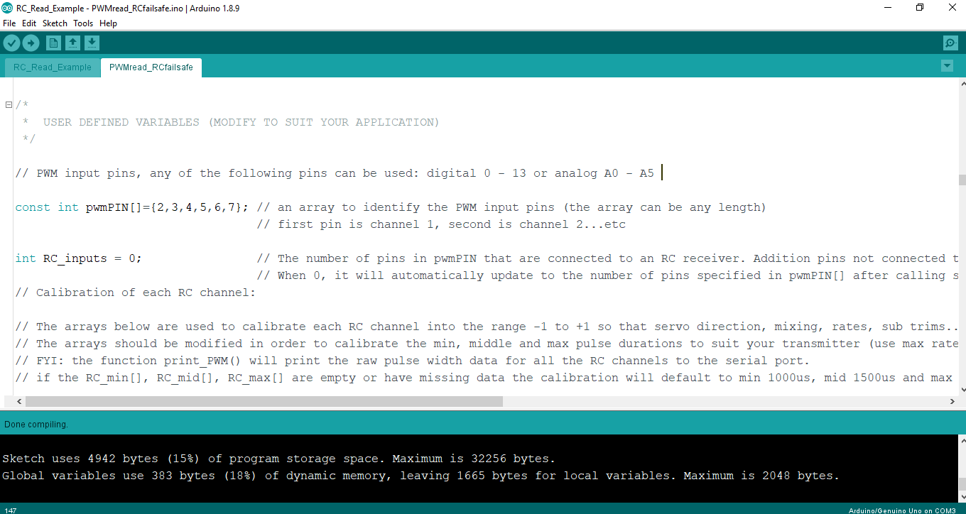Efficient Arduino PWM Reader & RC Receiver Decoder with Built‑In Fail‑Safe