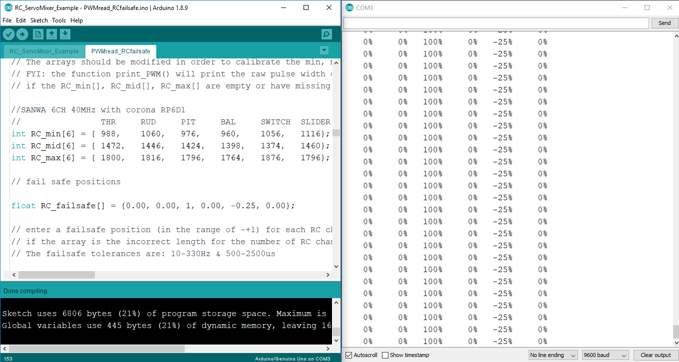 Efficient Arduino PWM Reader & RC Receiver Decoder with Built‑In Fail‑Safe