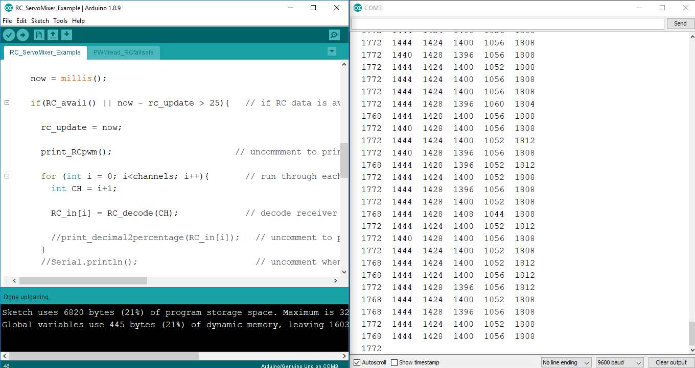 Efficient Arduino PWM Reader & RC Receiver Decoder with Built‑In Fail‑Safe
