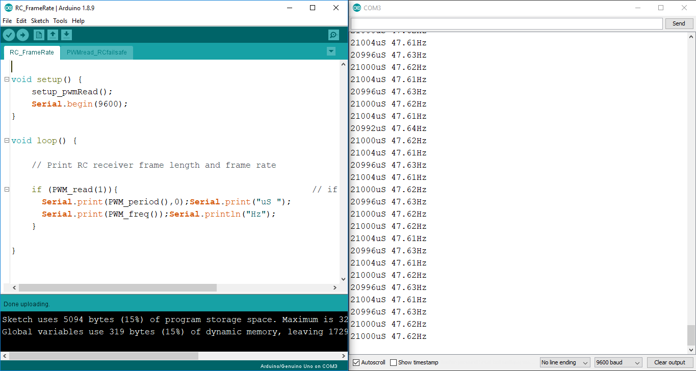 Efficient Arduino PWM Reader & RC Receiver Decoder with Built‑In Fail‑Safe