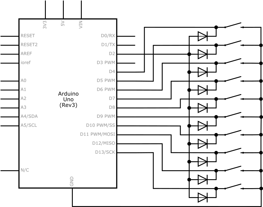 Efficiently Control 10 Buttons with a Single Interrupt on Arduino UNO