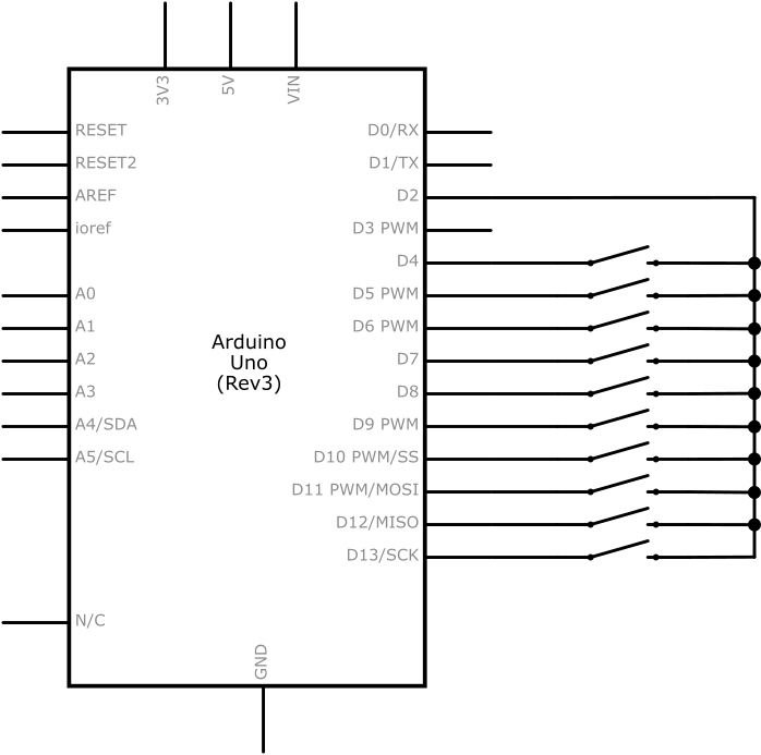 Efficiently Control 10 Buttons with a Single Interrupt on Arduino UNO