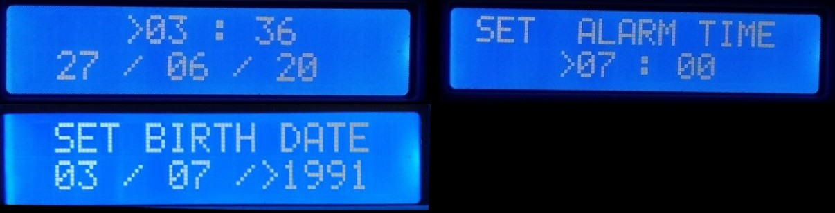 Multi-Display LCD Alarm Clock with Customizable Faces