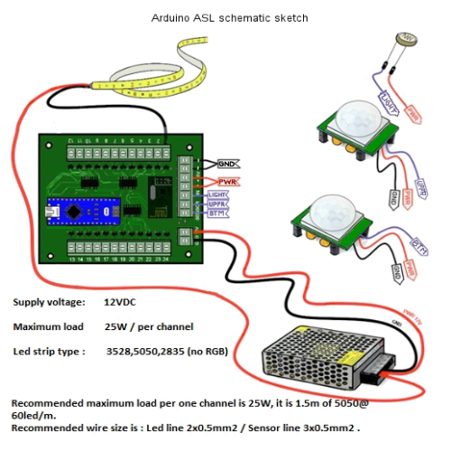 Smart LED Stairs Lighting Shield for Arduino Nano – 24-Step, PWM Fade, Wireless Home Automation