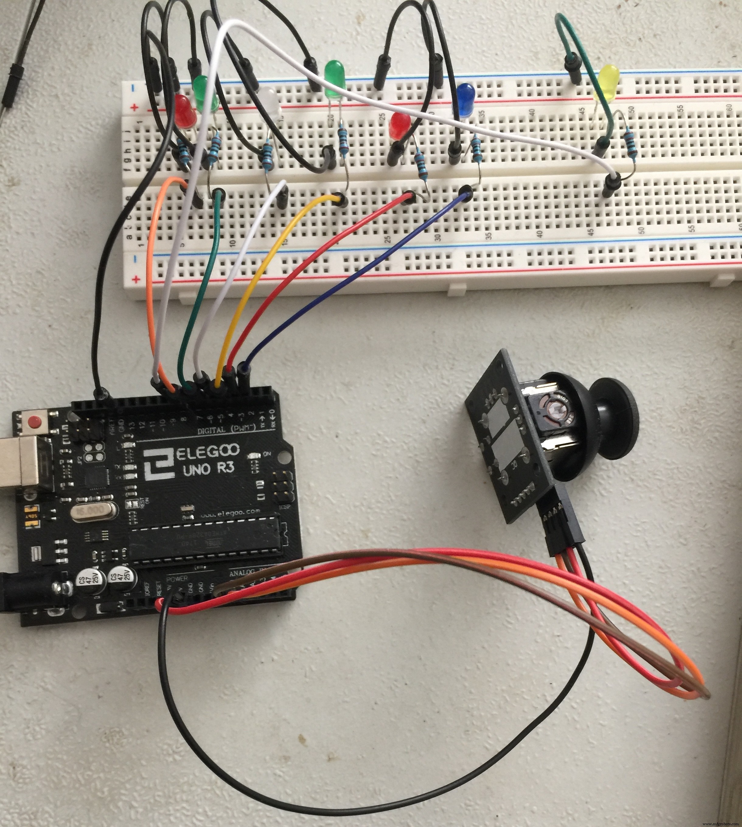 LED Whack‑a‑Mole Game with Arduino Uno – Interactive LED and Joystick Project