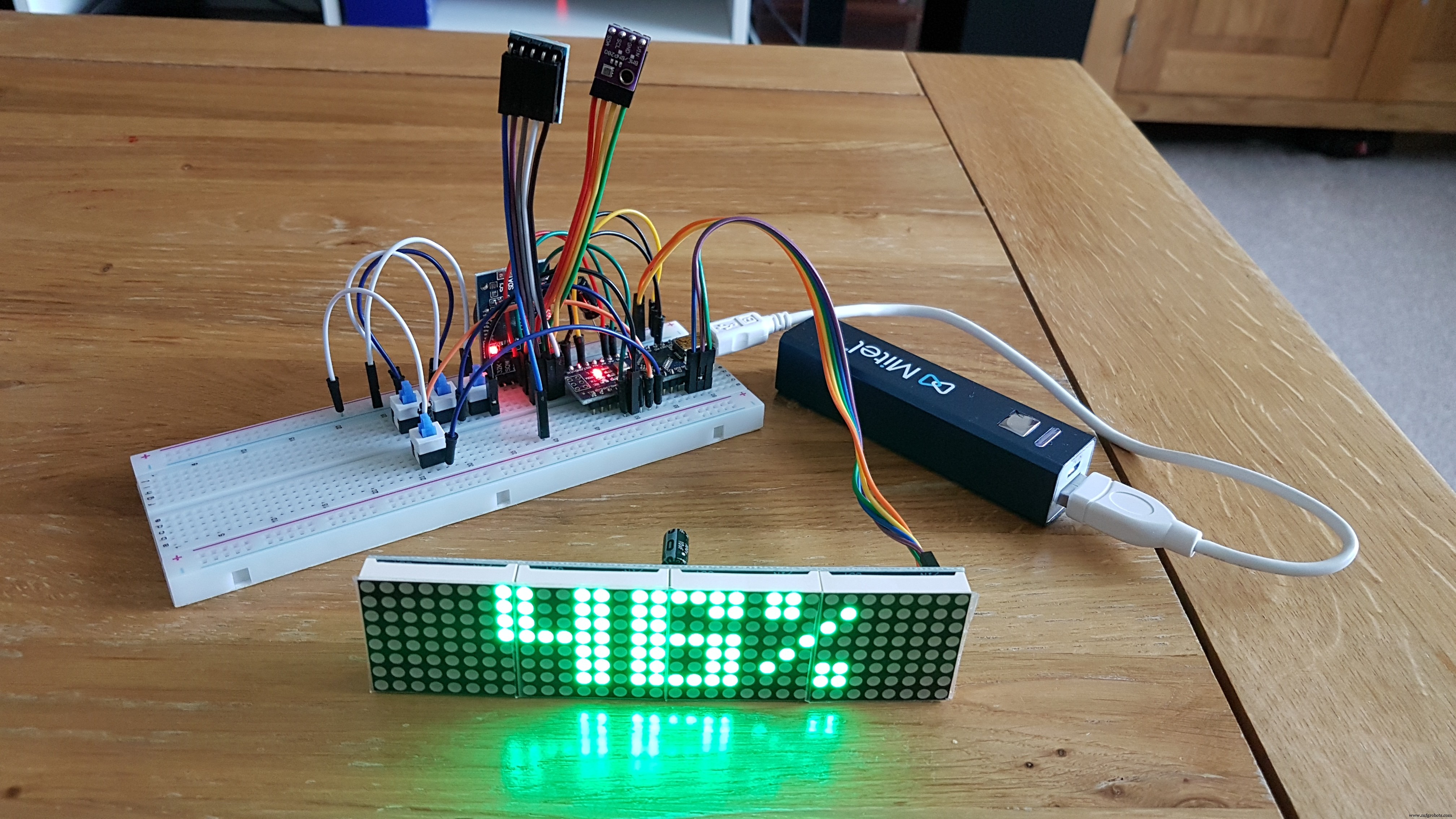 High-Precision LED Matrix Clock with DS3231 RTC, BME280 Weather, BH1750 Light Sensor & ESP01 NTP Connectivity