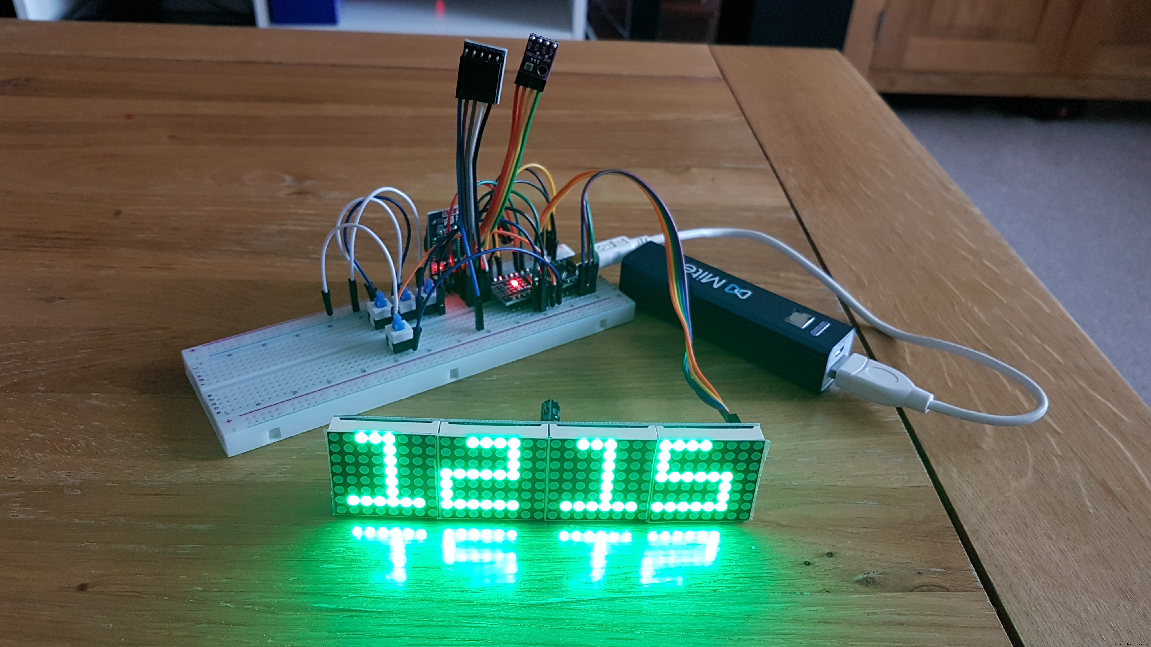 High-Precision LED Matrix Clock with DS3231 RTC, BME280 Weather, BH1750 Light Sensor & ESP01 NTP Connectivity