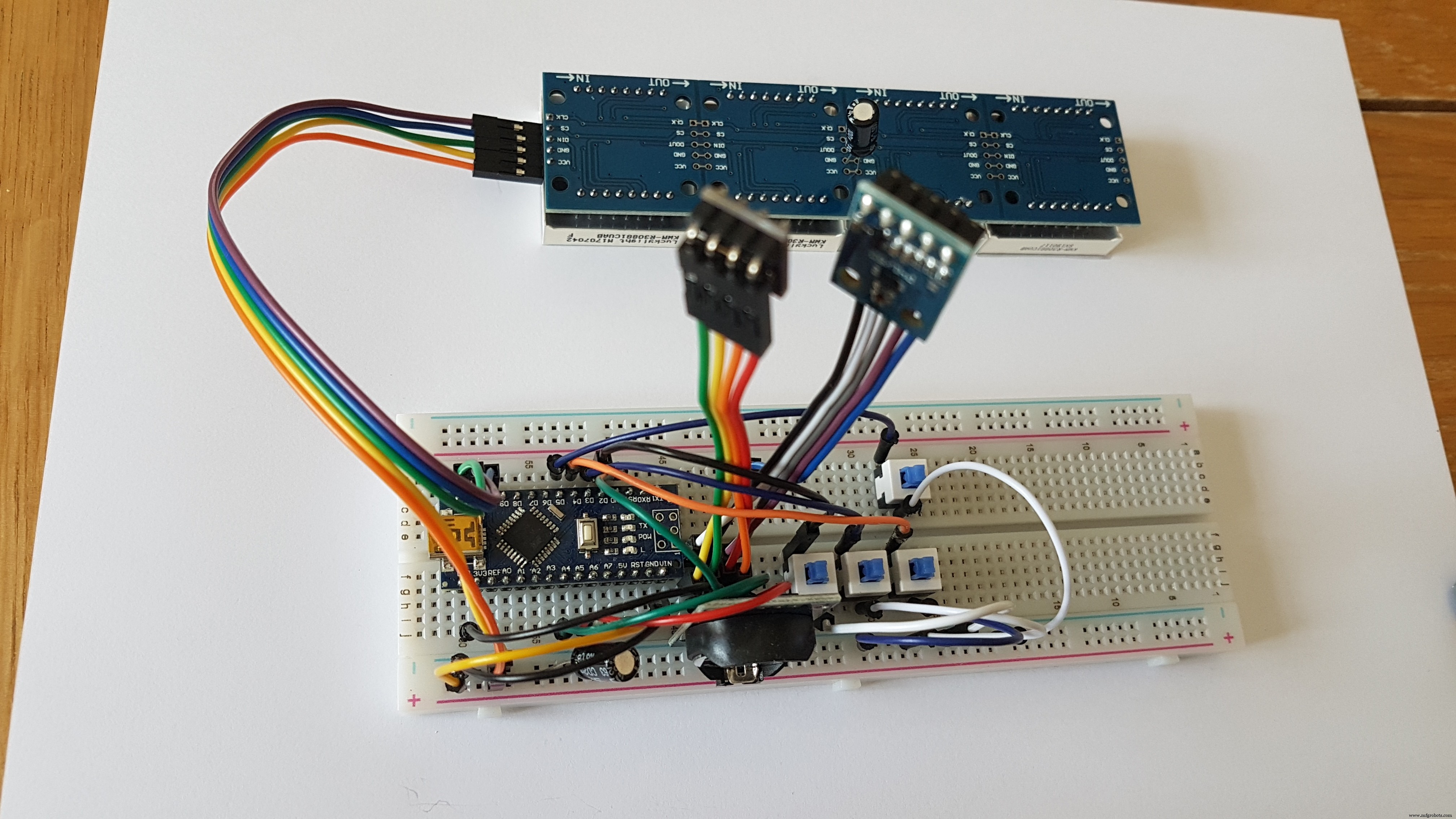 High-Precision LED Matrix Clock with DS3231 RTC, BME280 Weather, BH1750 Light Sensor & ESP01 NTP Connectivity
