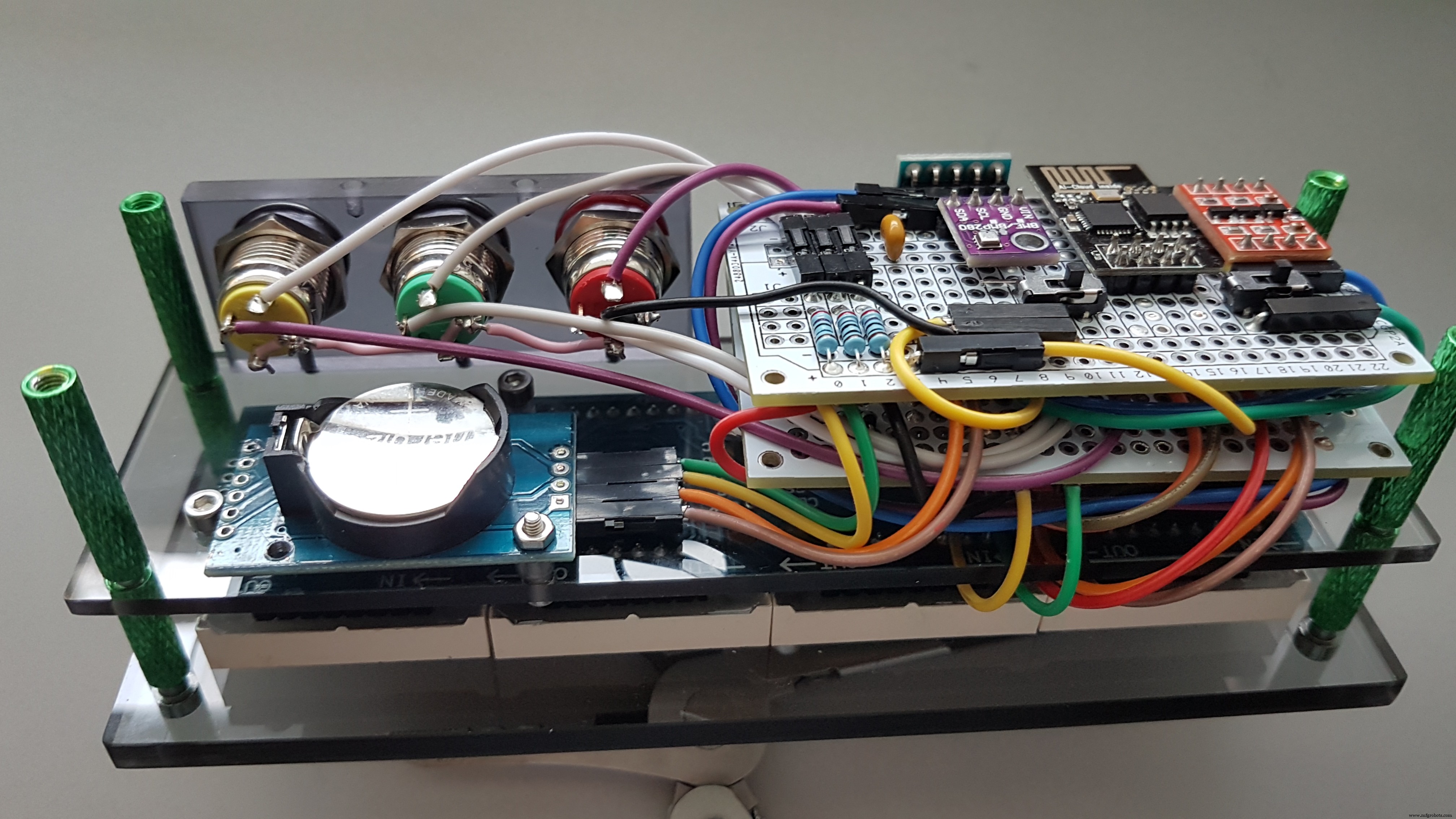 High-Precision LED Matrix Clock with DS3231 RTC, BME280 Weather, BH1750 Light Sensor & ESP01 NTP Connectivity
