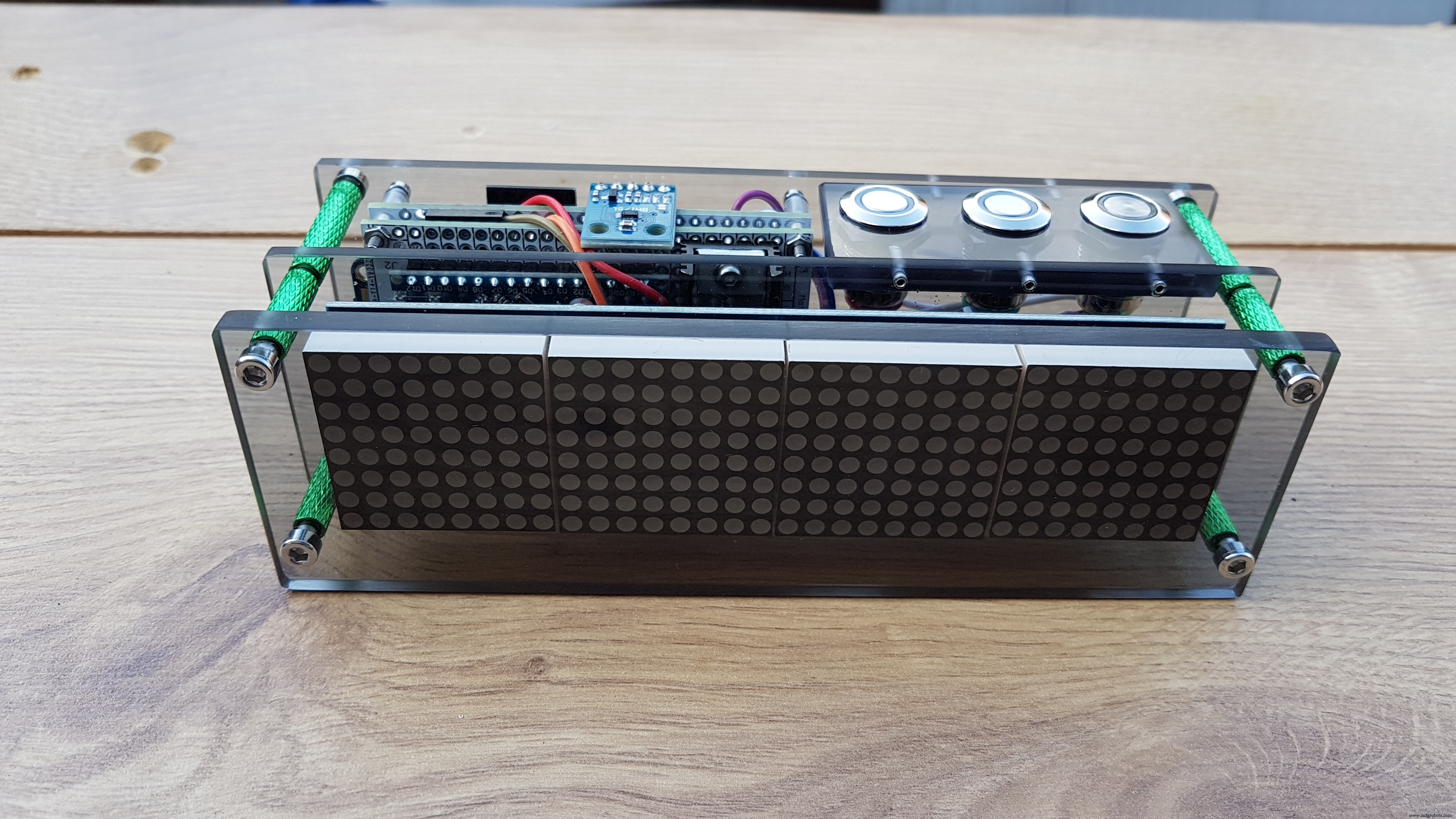 High-Precision LED Matrix Clock with DS3231 RTC, BME280 Weather, BH1750 Light Sensor & ESP01 NTP Connectivity