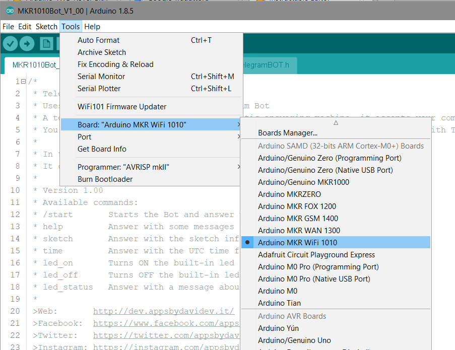 Build a Telegram Bot on Arduino MKR WiFi 1010: IoT Starter Guide