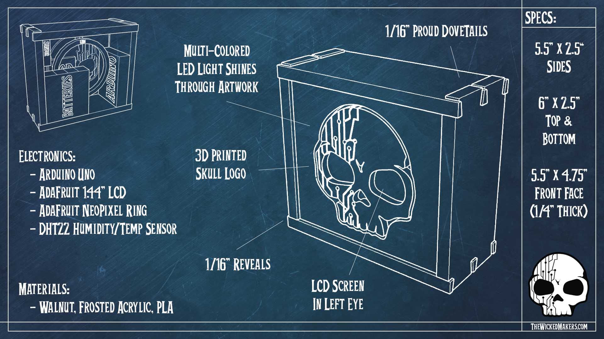 Premium Walnut‑Case Humidity & Temperature Sensor Kit – Arduino + NeoPixel + TFT Display