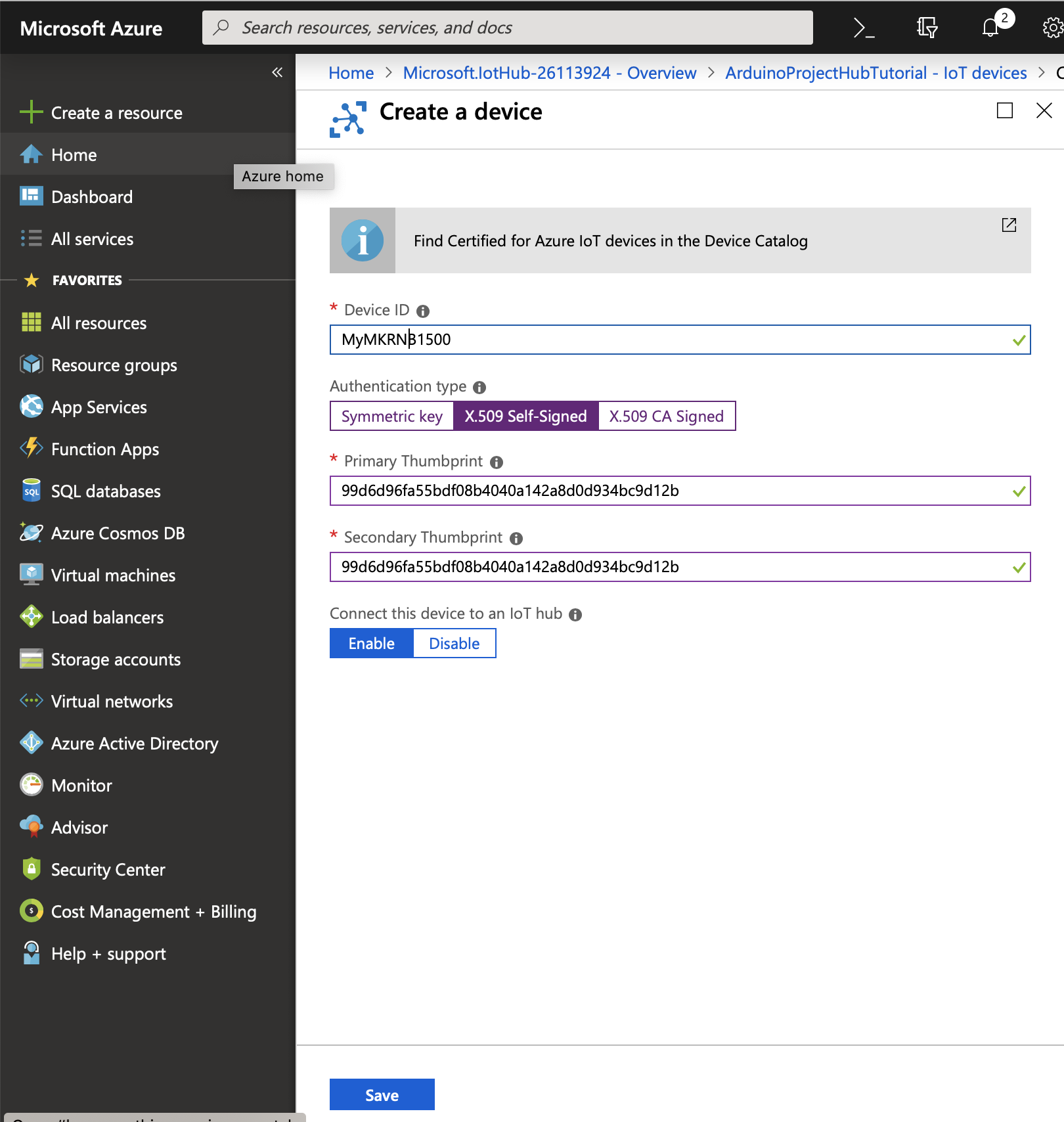 Securely Connect Your Arduino MKR NB 1500 to Azure IoT Hub