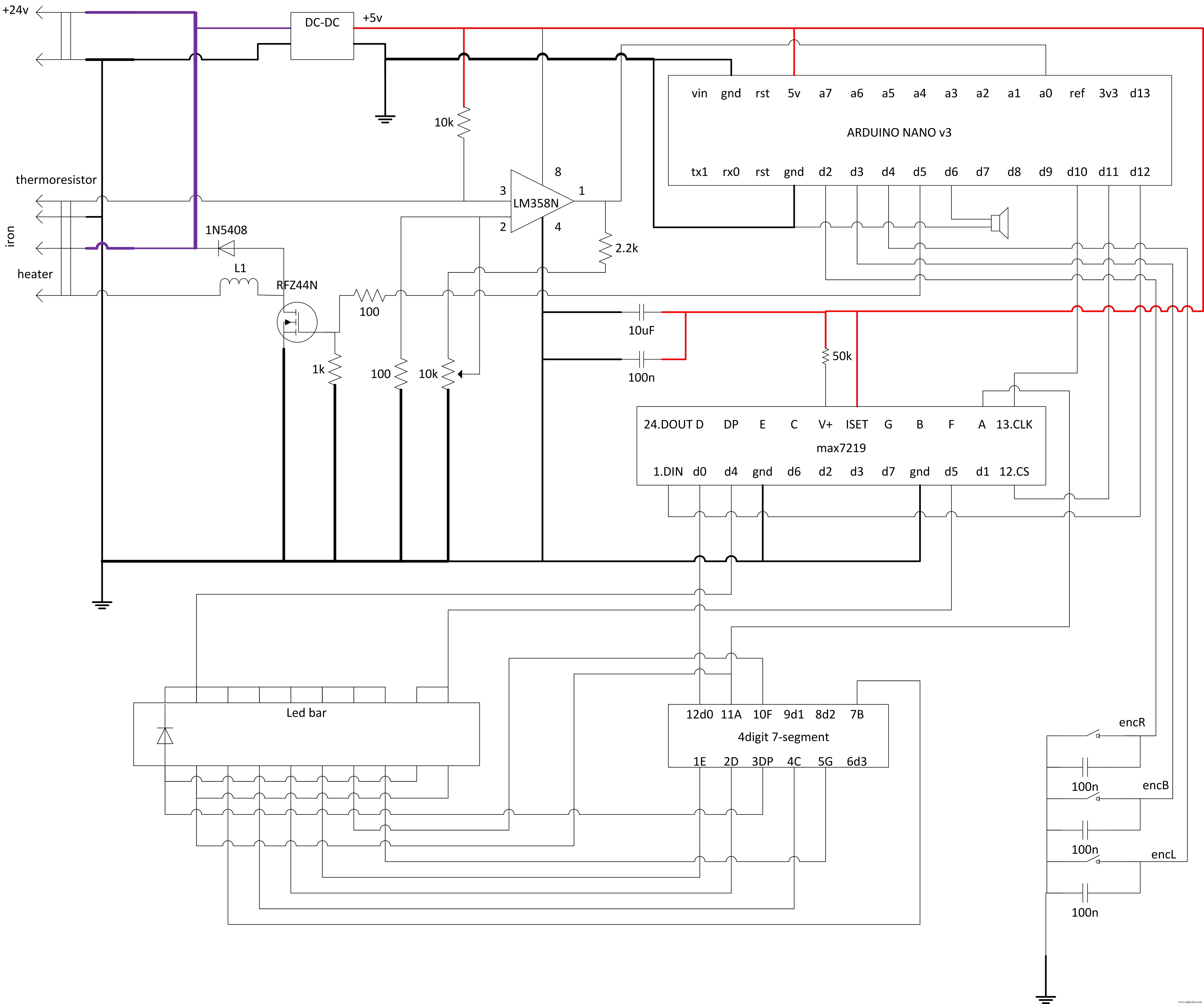 Hakko 907 Soldering Iron Controller – DIY Arduino Power Supply & LED Display
