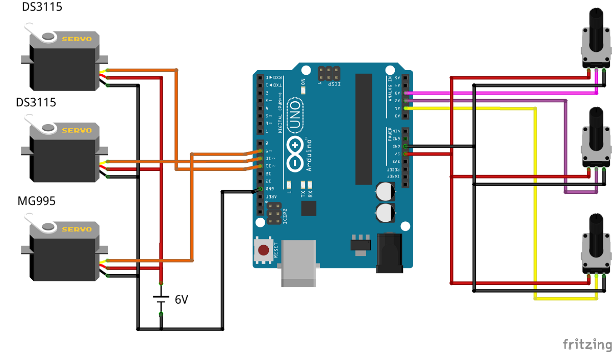 Arduino‑Powered Robot Arm with Custom Controller – Servo & Potentiometer Build