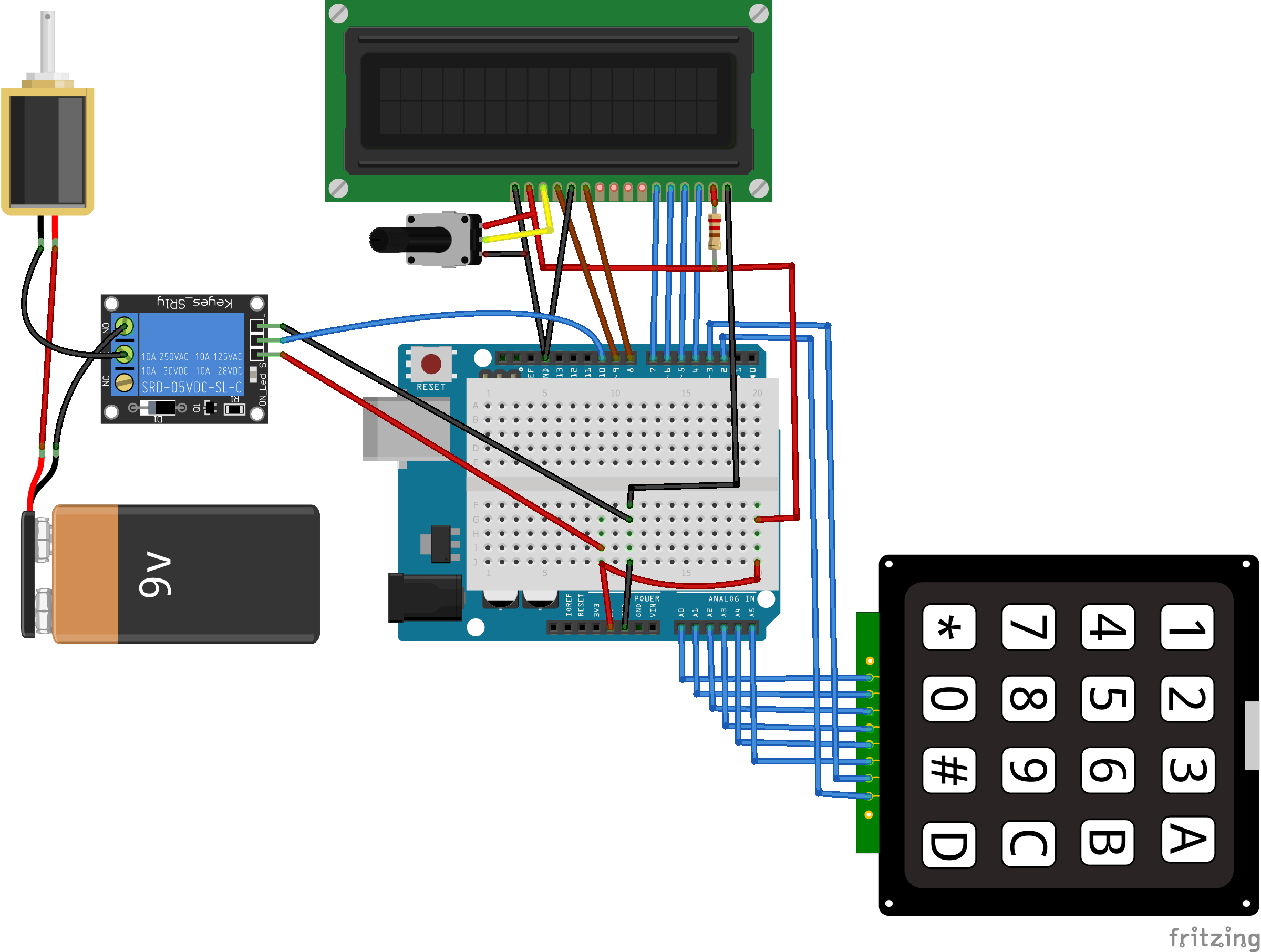 Secure Arduino‑Based Keyless Door Lock with LCD Display and 4×4 Keypad