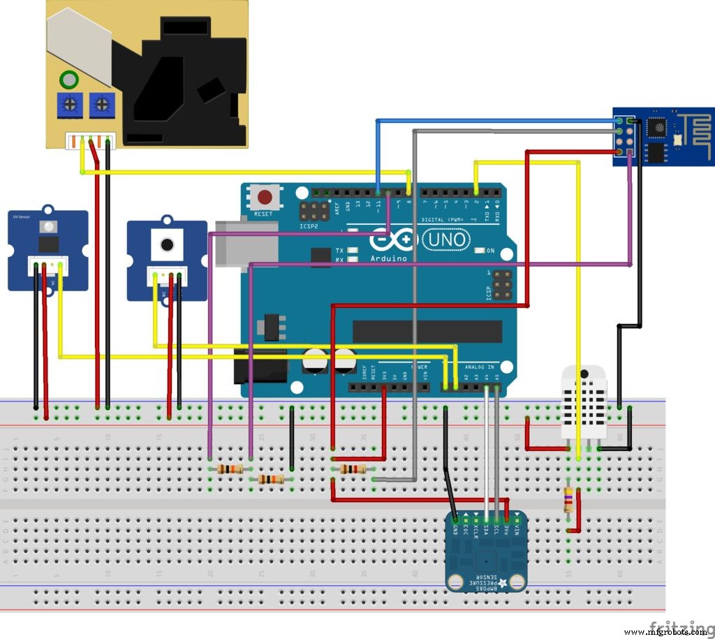 Arduino UNO Mini Weather Station – DIY Sensor Hub with ESP8266 IoT