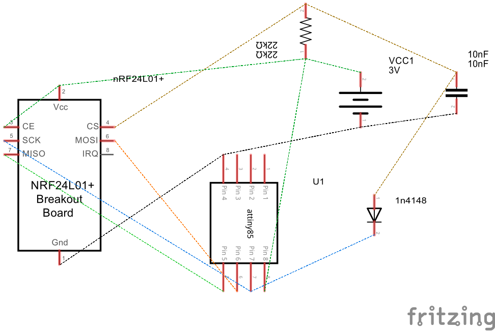 Efficient 3‑Pin Wireless Sensor Transmission with nRF24L01+ and ATtiny85