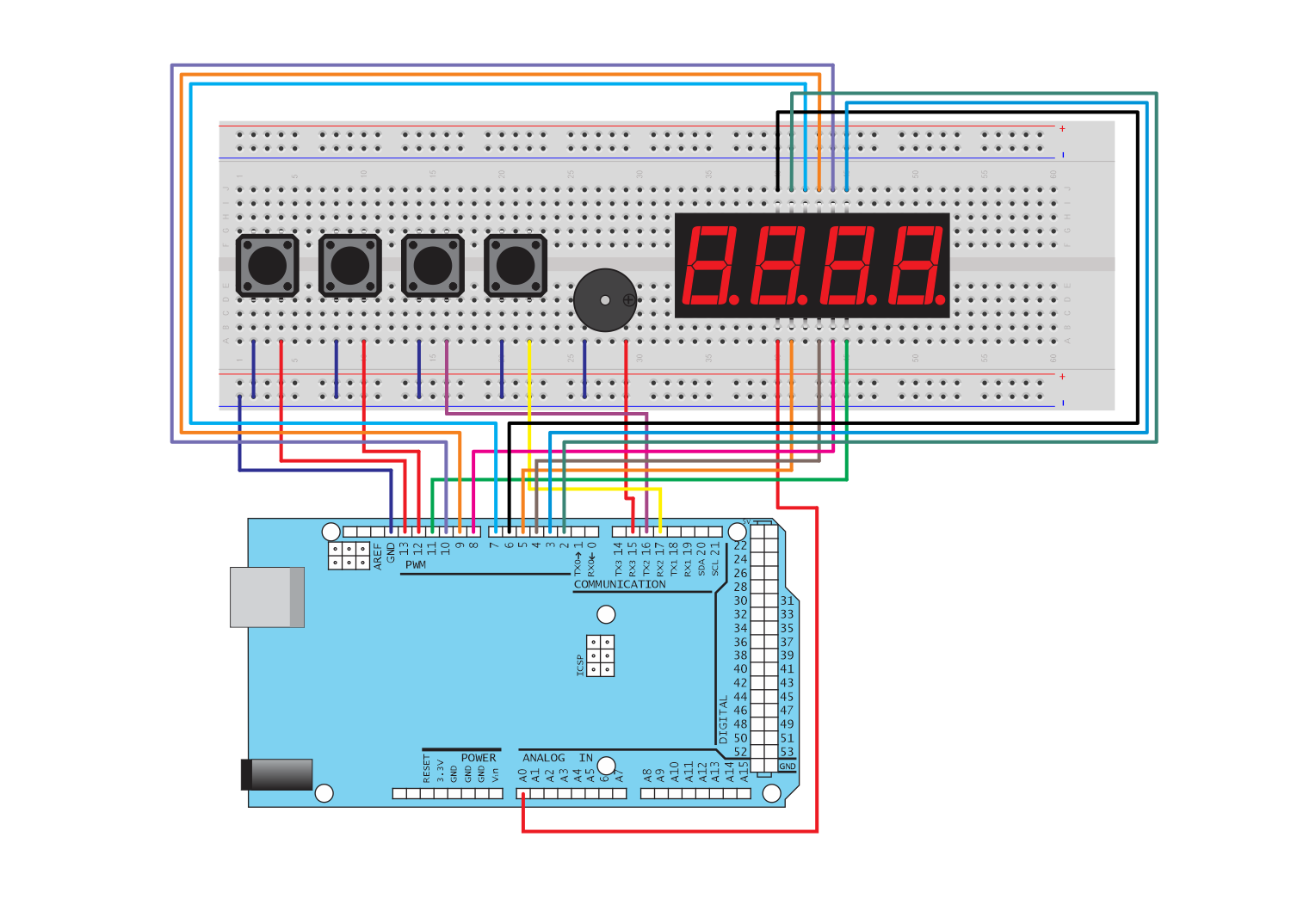 DIY Adjustable Countdown Timer with Arduino Mega 2560