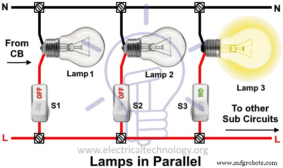 Control Individual Lamps with Independent Switches in a Parallel Lighting Circuit
