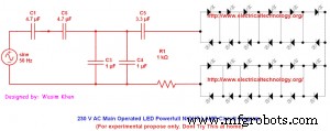 Professional LED Night Lamp Circuit Diagram – 230 V/50 Hz or 110 V/60 Hz Main‑Operated Design