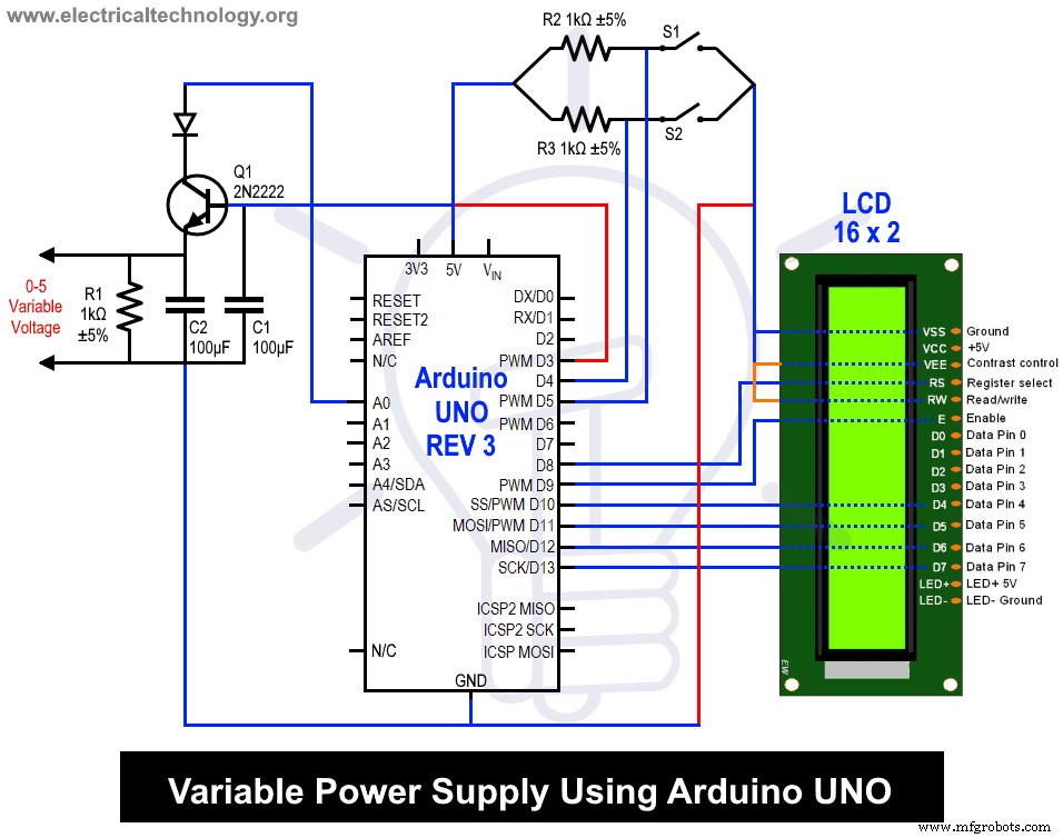Build a Custom Variable Power Supply with Arduino UNO – Step‑by‑Step Circuit & Code