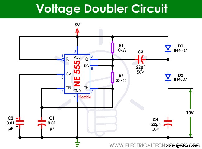 Build a Reliable Voltage Doubler with a 555 Timer IC – Step‑by‑Step Diagram