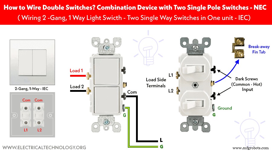 How to Wire a Double Switch (2‑Gang, 1‑Way) – IEC & NEC Guide