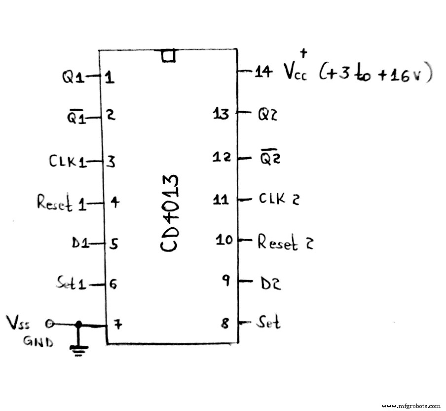 CD4013 Dual D-Flip Flop: Pinout, Applications & Circuit Examples