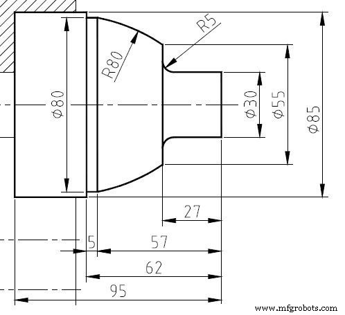 CNC Outside Turning with Radius: Step‑by‑Step Program Example
