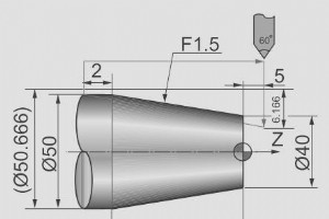 CNC プログラミング例 G92 テーパーねじ切りサイクル