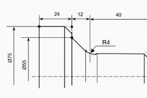 CNC プログラムの G01 面取りとコーナーの丸み付けの例