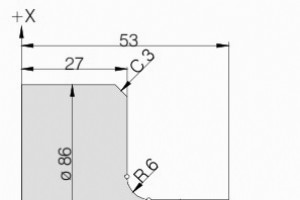 Contoh Program Chamfer dan Radius dengan G01