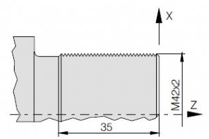 Siemens Sinumerik CYCLE97 M42x2 のねじ切りの例