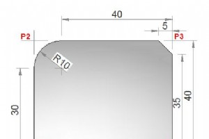Haas コーナーの丸み付けと面取りの例 G01 C R