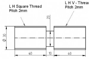 CNC G76 スレッド サイクルを使用して、両端にねじ山があるねじ (ノックねじ) をカットします