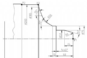 Fanuc CNC Direct Programming of Profile (角度とラウンド エッジ) の例