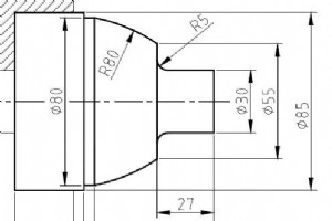 CNC プログラム 半径を使用した外旋削