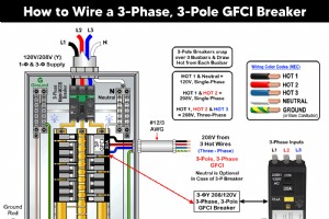 3 Φ パネル用の 3 相 3 極 GFCI ブレーカーの専門的な配線 
