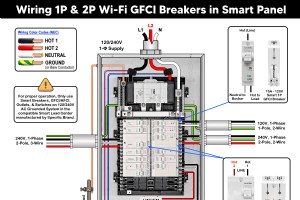 Verdrahtung von 1-poligen & 2-poligen Smart GFCI-Schutzschaltern in einem 120/240V Smart Load Center