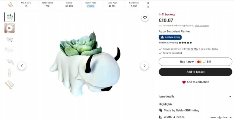 As 10 impressões 3D comprovadas mais vendidas no Etsy hoje 